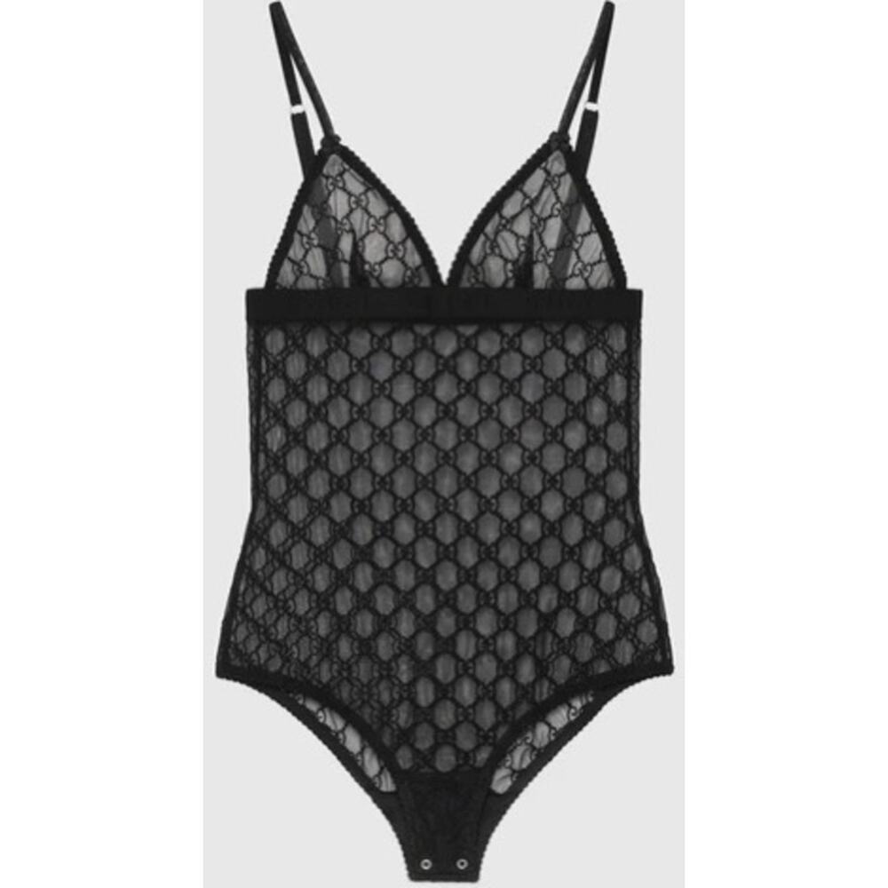 Gucci GG Black Tulle Lace bodysuit Small NWT
